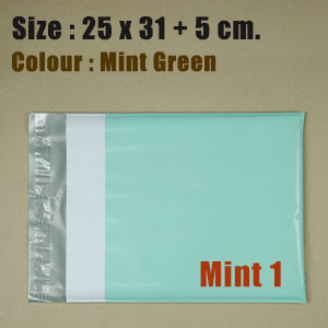 ซองไปรษณีย์พลาสติก สีเขียวมิ้นท์ ขนาด 25x31 cm. (Mint1) ชุดละ 50 ใบ
