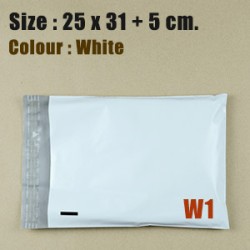 ซองไปรษณีย์พลาสติก สีขาว ขนาด 25x31 cm. (W1) ชุดละ 50 ใบ