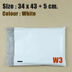 ซองไปรษณีย์พลาสติก สีขาว ขนาด 34x43 cm. (W3) ชุดละ 50 ใบ
