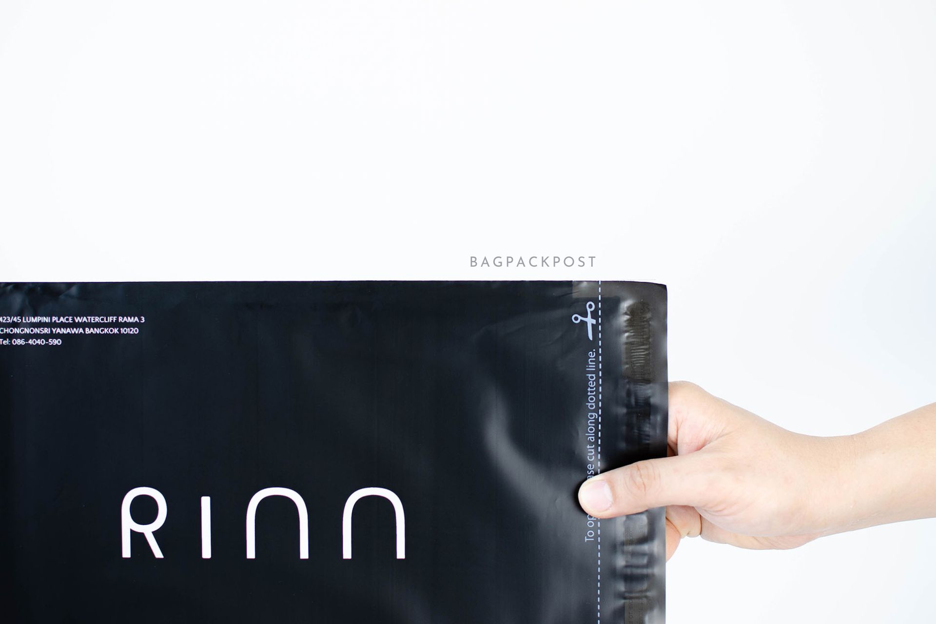 ผลิตถุงไปรษณีย์ ซองไปรษณีย์พิมพ์ลาย Rinn ซองไปรษณีย์สีดำ ถุงไปรษณีย์พิมพ์ลาย 3 BagPackPost