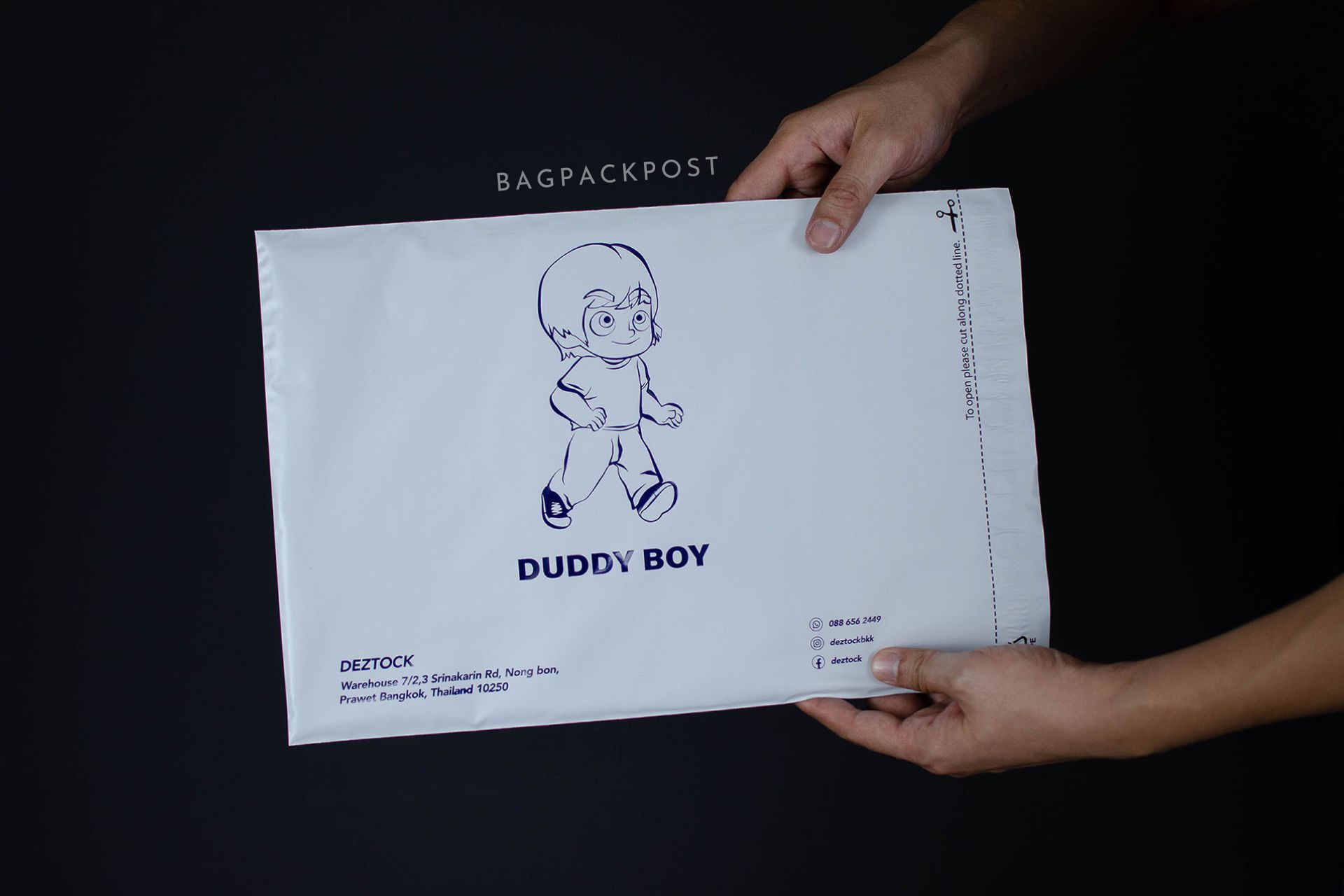 ผลิตถุงไปรษณีย์ ซองไปรษณีย์พิมพ์ลาย DUDDY BOY ซองไปรษณีย์สีขาว ถุงไปรษณีย์พิมพ์ลาย 3 BagPackPost