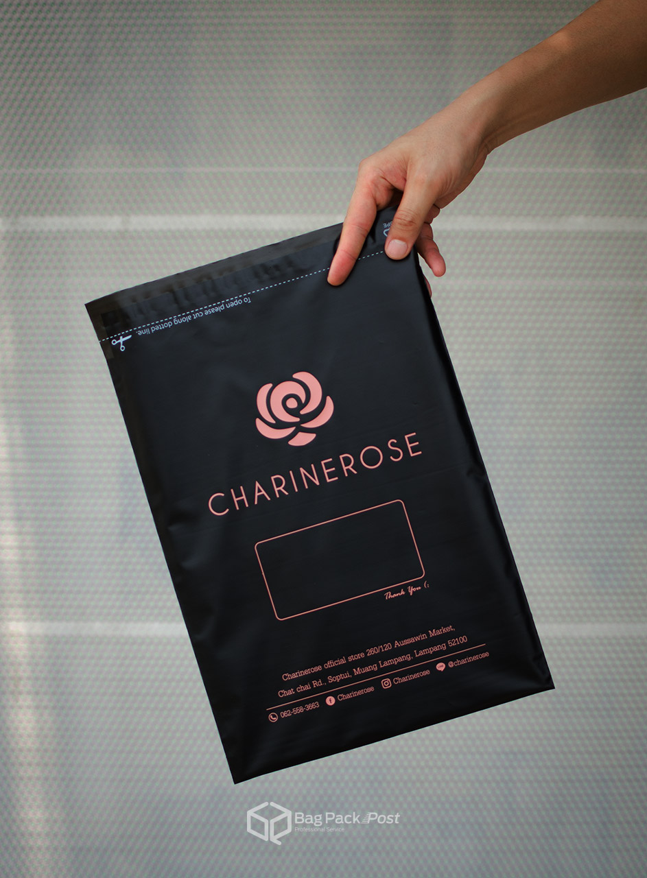 ซองไปรษณีย์สีดำพิมพ์ลาย ลาย Charinerose ผลิตถุงไปรษณีย์ ซองไปรษณีย์สีดำ ถุงไปรษณีย์พิมพ์ลาย BagPackPost