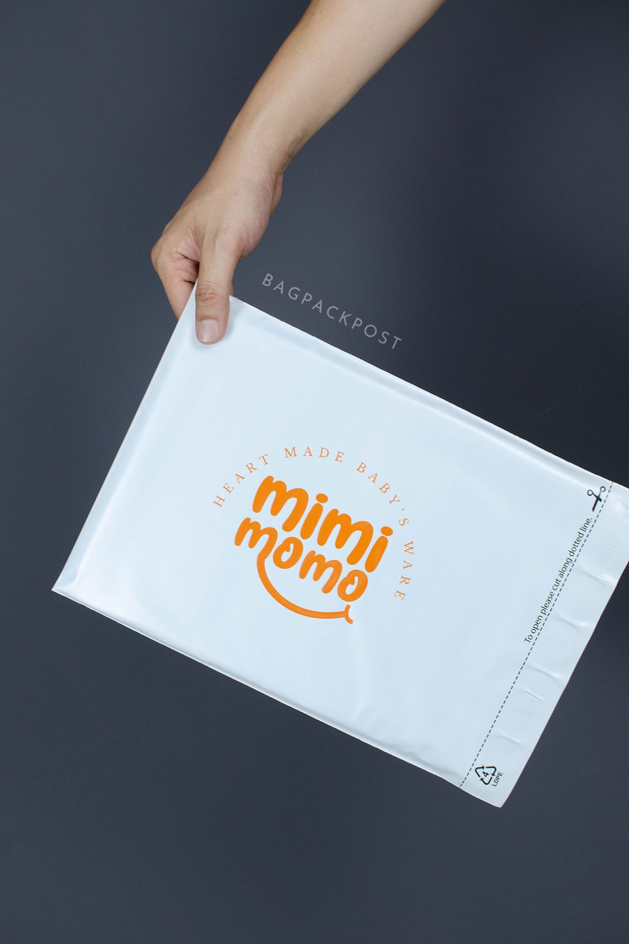 ผลิตถุงไปรษณีย์ ซองไปรษณีย์พิมพ์ลาย mimimomo ซองไปรษณีย์สีขาว ถุงไปรษณีย์พิมพ์ลาย 1 BagPackPost