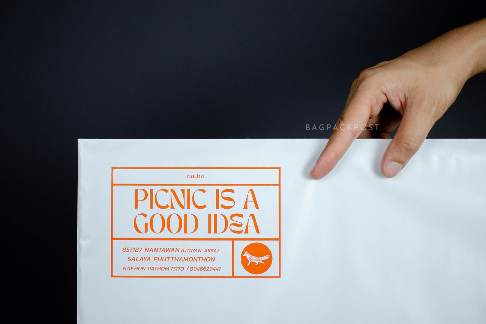 ซองไปรษณีย์พิมพ์ลาย Picnic is a Good Idea ซองไปรษณีย์สีขาว ถุงไปรษณีย์พิมพ์ลาย 5 BagPackPost