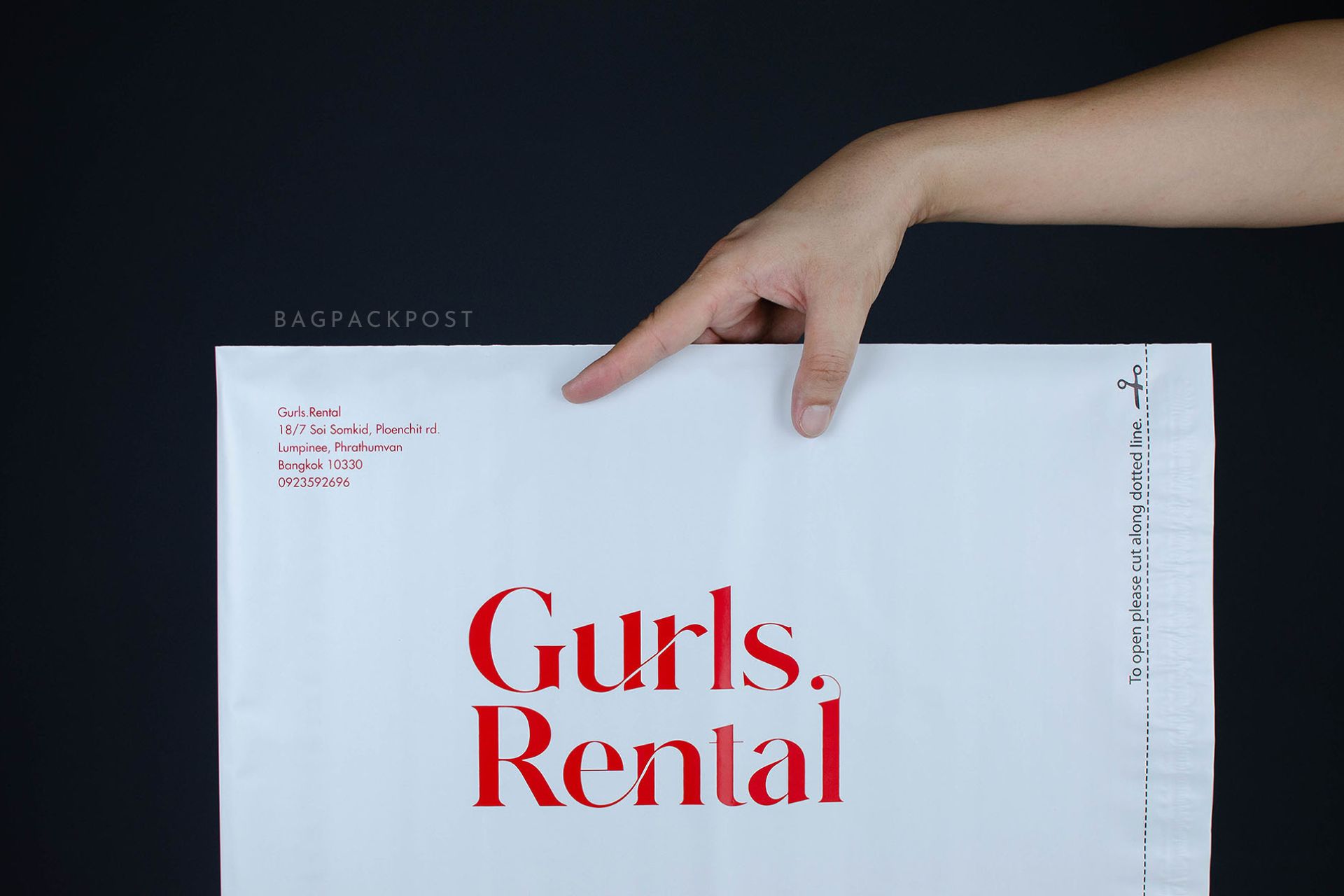 ผลิตถุงไปรษณีย์ ถุงพัสดุ ซองไปรษณีย์พิมพ์ลาย Gurls Rental ซองไปรษณีย์สีขาว ถุงไปรษณีย์พิมพ์ลาย 3 BagPackPost