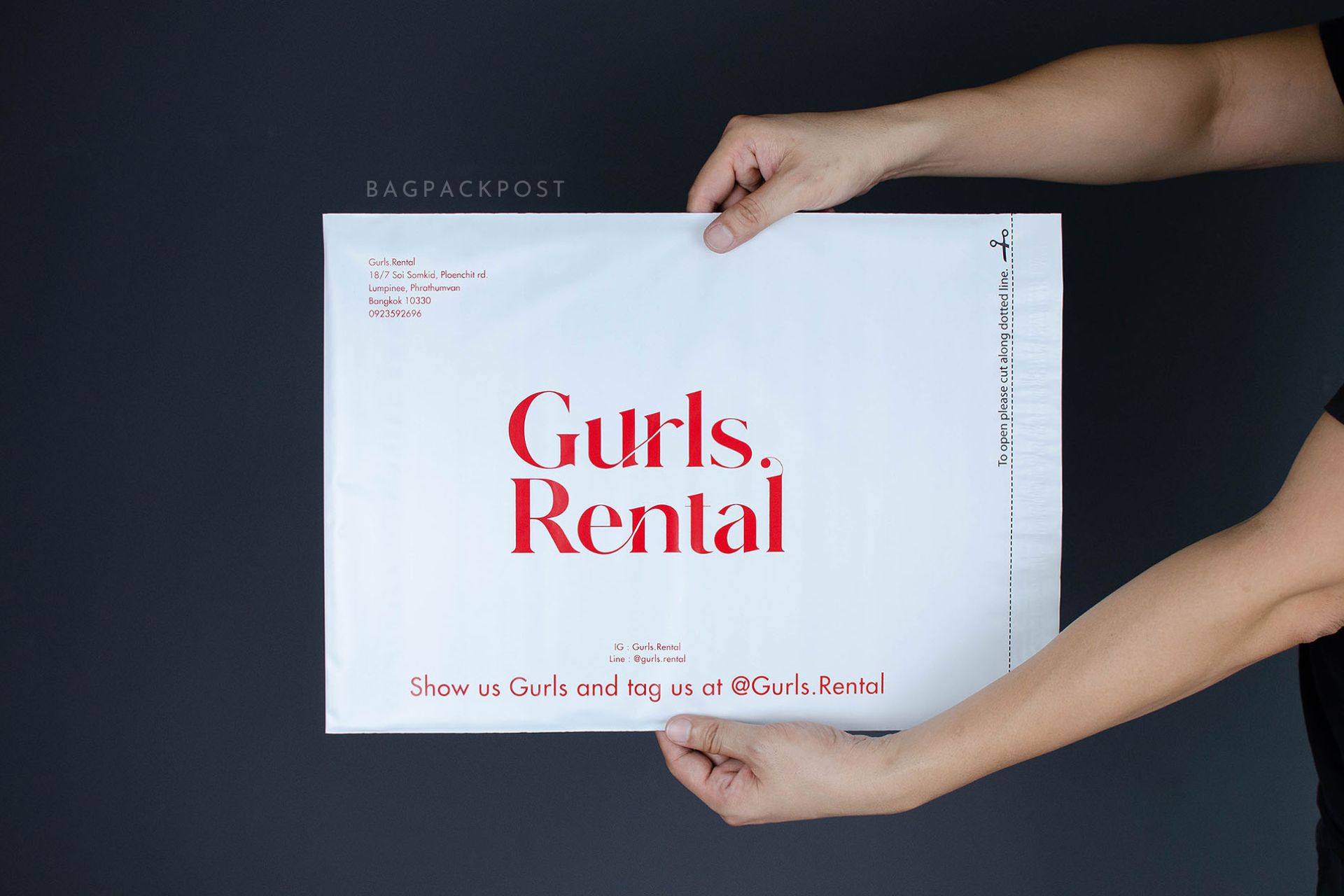 ผลิตถุงไปรษณีย์ ถุงพัสดุ ซองไปรษณีย์พิมพ์ลาย Gurls Rental ซองไปรษณีย์สีขาว ถุงไปรษณีย์พิมพ์ลาย 5 BagPackPost